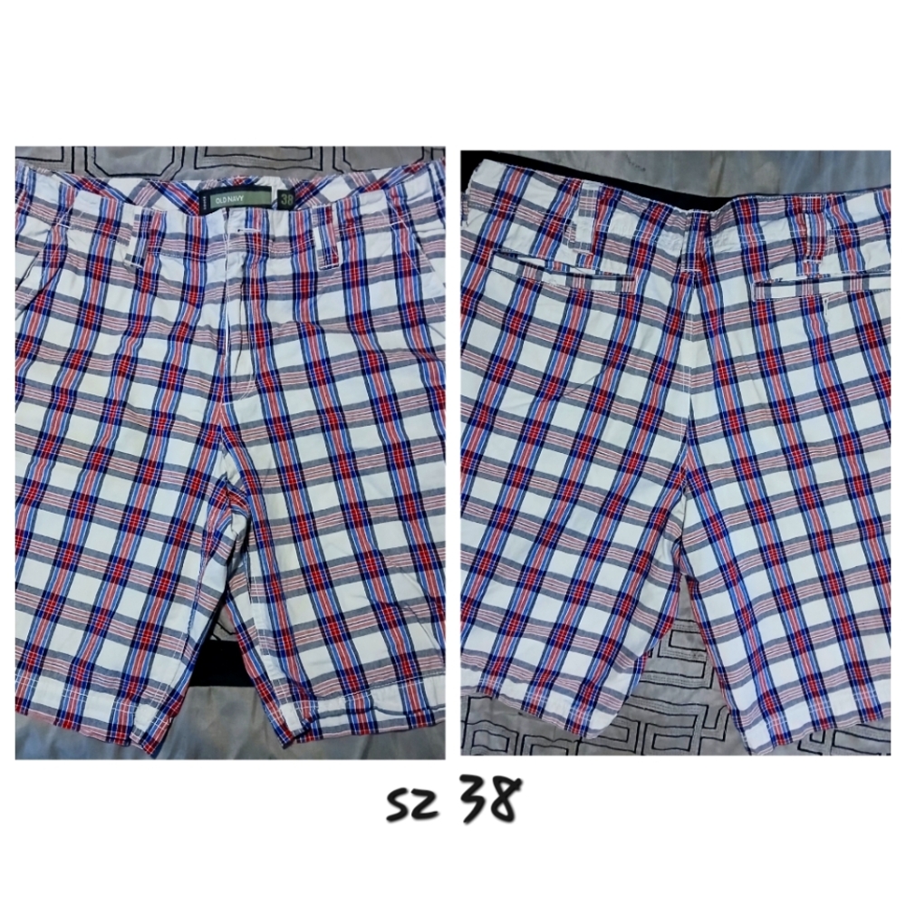 Old Navy Mens Plaid Shorts - Red, Blue, White